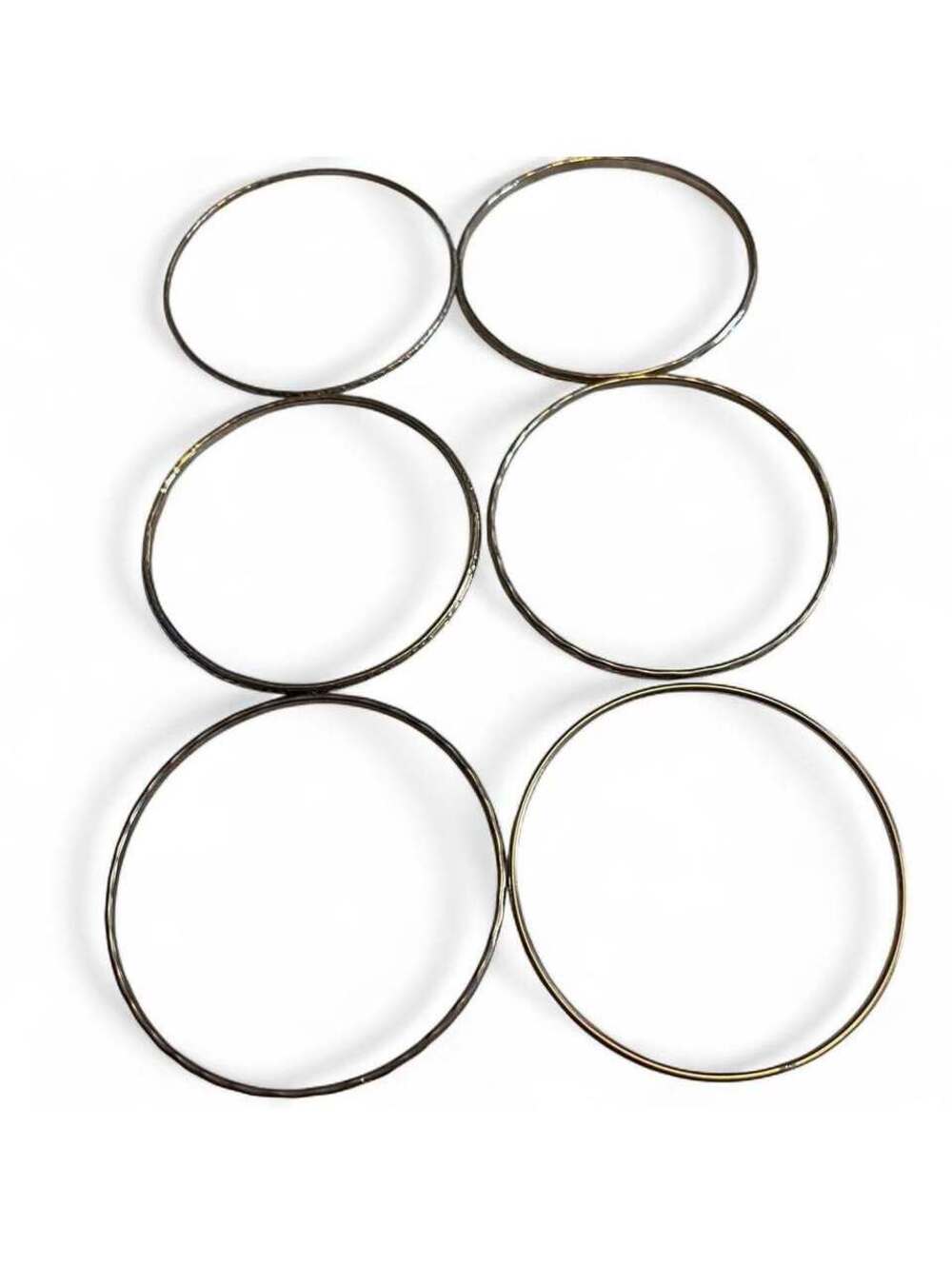 Set of 6 Silver-Tone Metal Bangle Bracelets